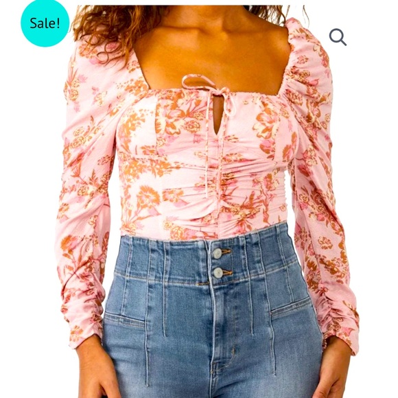 Free People Tops - Free People Hillary Printed Top in Pink Combo NWT
